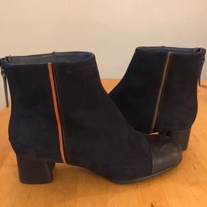 Camper asymmetrical blue suede boots
